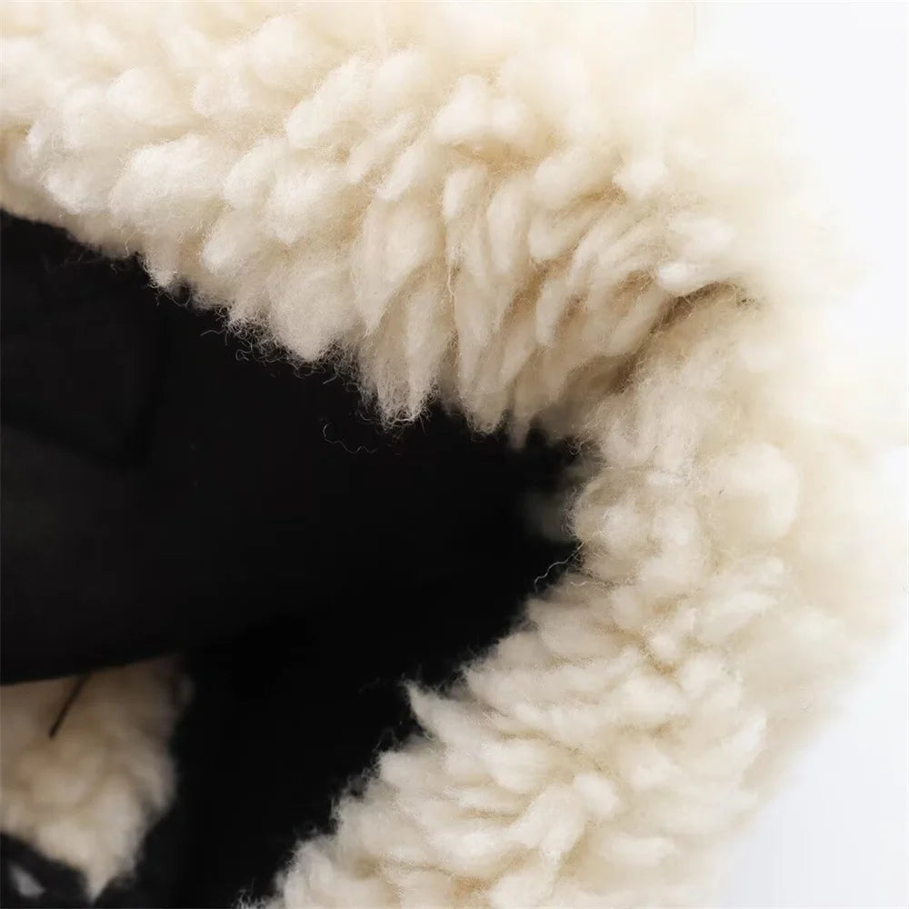 New Women's European Style Artificial Fur Effect Jacket Coat with Fur